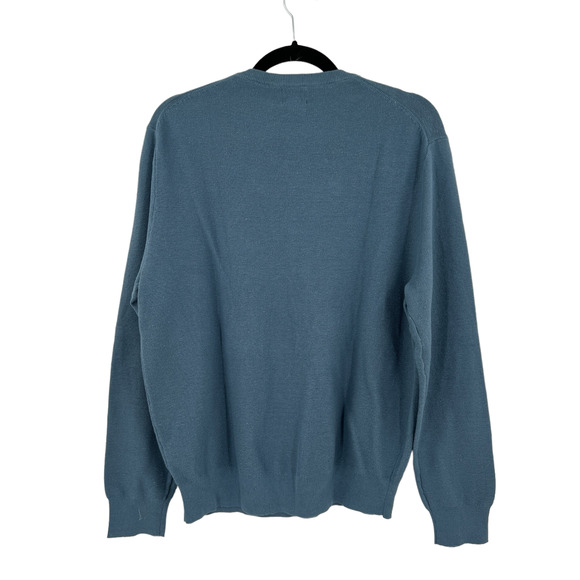 J. Crew Mens Cotton Crewneck Sweater Garter Stitch Pullover in Blue H6060 - Picture 5 of 10